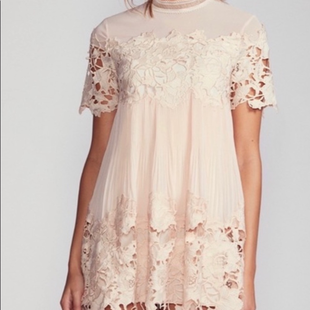 Free People Saylor Hollie Lace Dress in Ivory